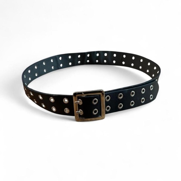 Accessories - Women's Double Laser Cut Adjustable Western Grommet Belt Black Large